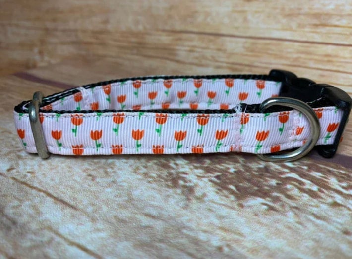 Tulips Dog Collar Pink Collar Creations, LLC